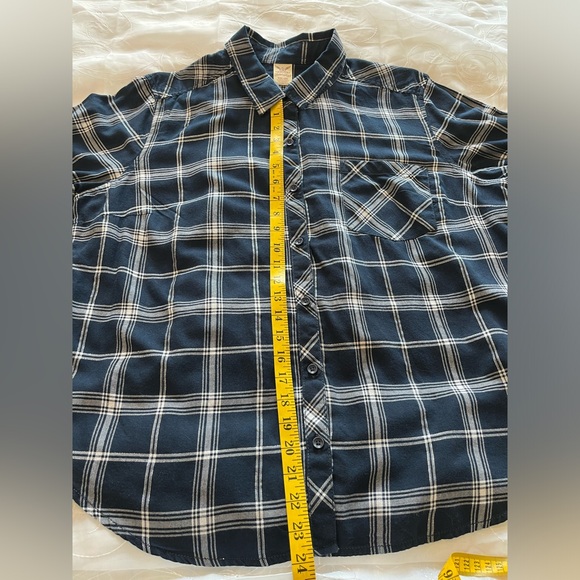 Faded Glory Womens XXL Blue/White Long Sleeve Plaid Shirt - Picture 8 of 15